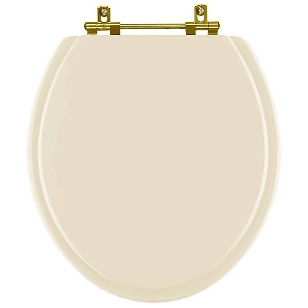 Assento Sanitario Poliéster Convencional Oval Bone para vaso Ideal Standard com Ferragem Dourada