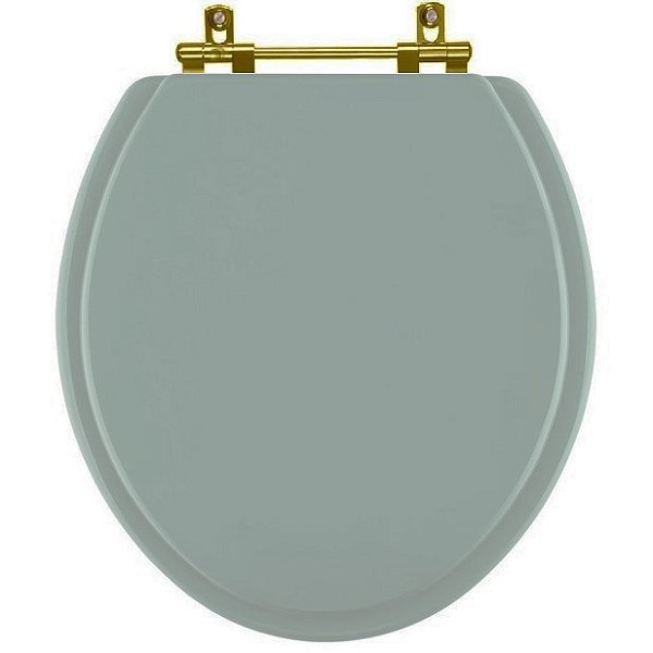 Assento Sanitario Poliéster Convencional Oval Verde Malva para vaso Deca com Ferragem Dourada