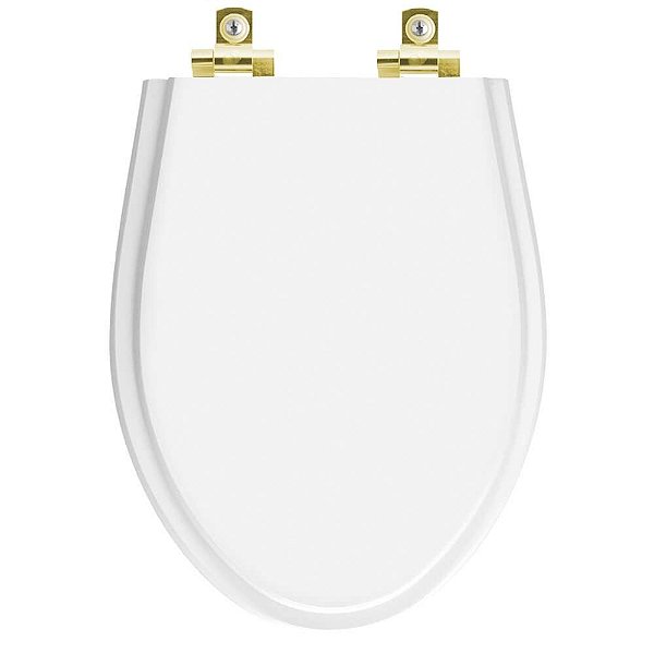 Assento Sanitário com Amortecedor Absolute Branco para vaso Ideal Standard com Ferragem Dourada