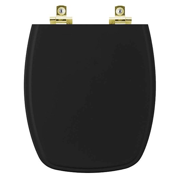 Assento Sanitário com Amortecedor Stylus Preto para vaso Celite com Ferragem Dourada