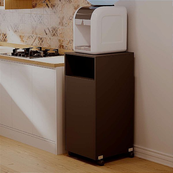 Armario Suporte Bujão de Gás para Cozinha Preto com Rodinhas