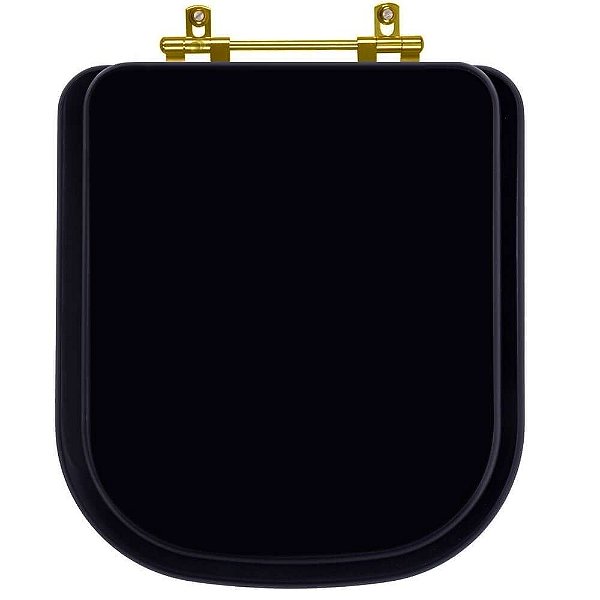 Tampa de Vaso Poliéster Unic Preto para bacia Deca com Ferragem Dourada