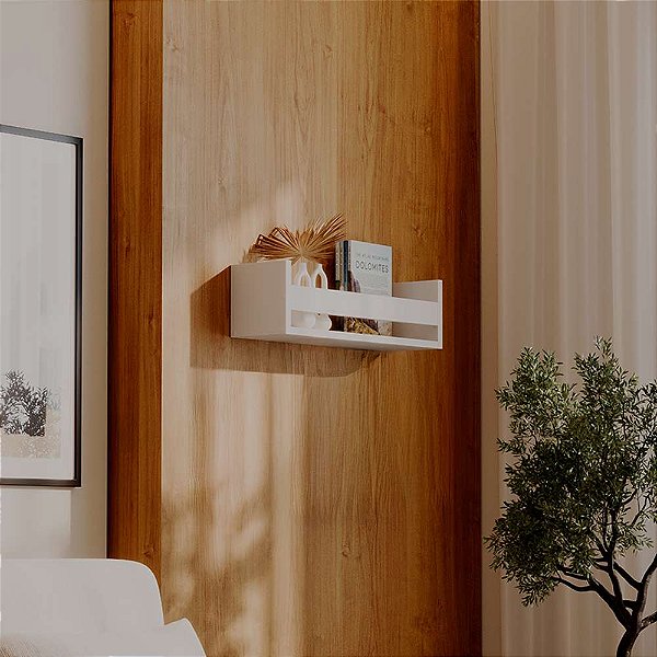 Prateleira Porta Livro Branca 60 x 12cm Suporte Invisivel