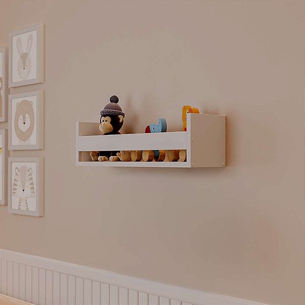Prateleira Porta Brinquedo Branca 70 x 12cm Suporte Invisivel