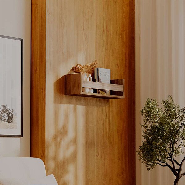 Prateleira Porta Objeto Freijó 70 x 12cm Suporte Invisivel