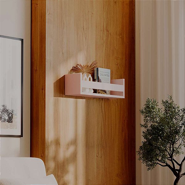 Prateleira Porta Livro Rosa 70 x 12cm Suporte Invisivel