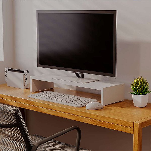 Suporte Elevado para Monitor Mesa Escritorio Branco