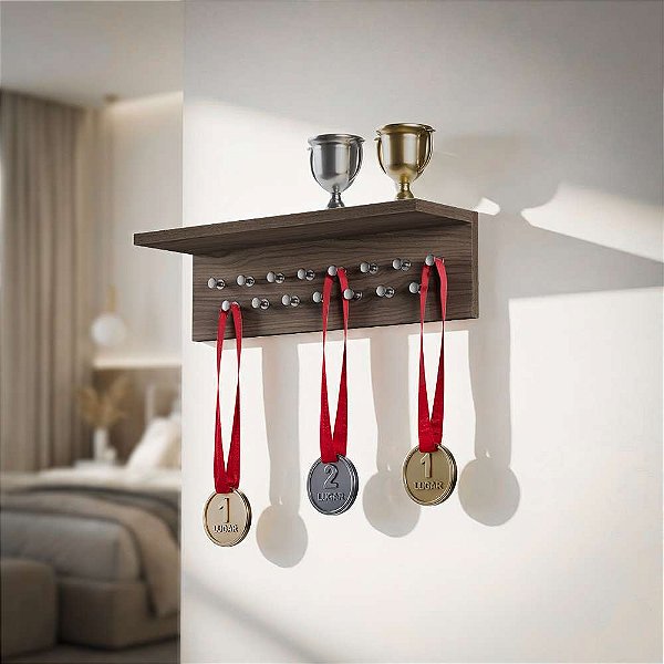 Porta Medalhas Nogal 45cm com Suporte para Troféus