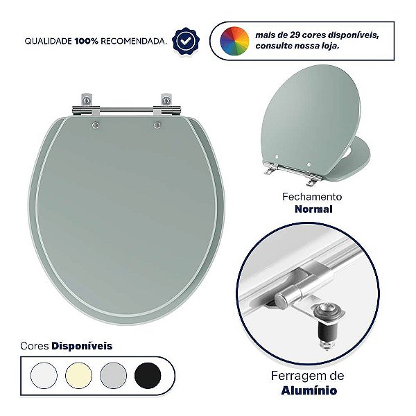 Assento Sanitário Oval Verde Malva Para Bacia Deca