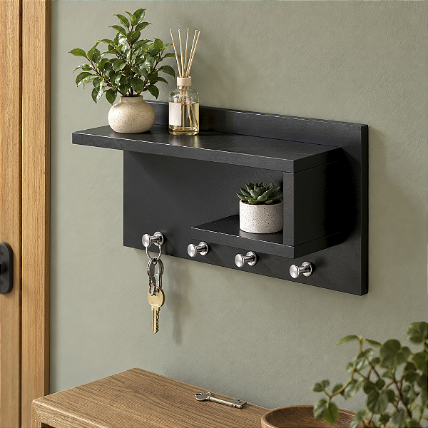 Porta chaves Nero Organizador Decoração Casa Preto