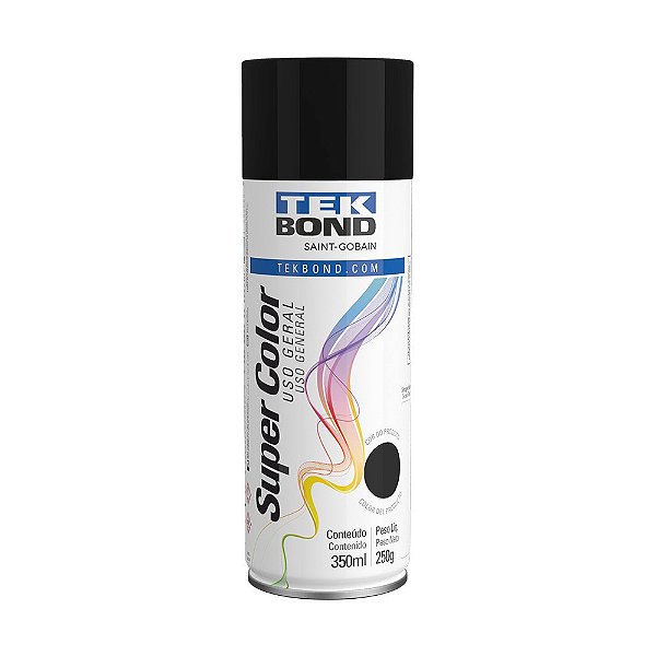 TINTA SPRAY PRETO BRILHANTE 350ml - TEKBOND