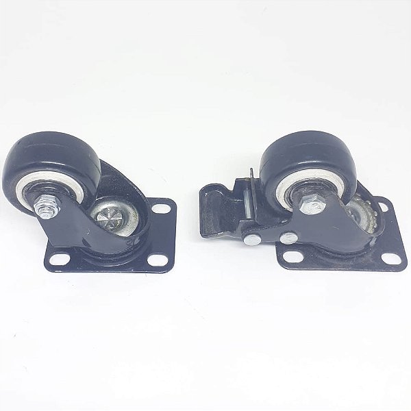 RODÍZIO GIRATÓRIO PARA MÓVEIS R158 25KG | PRETO C/ ROLAMENTO | 6,5CM ALTURA