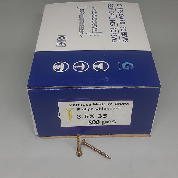 PARAFUSO CHIPBOARD CABEÇA CHATA BICROMATIZADO 3,5X35MM C/500 UNIDADES