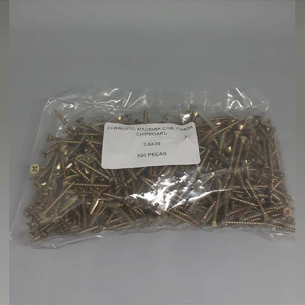 PARAFUSO CHIPBOARD CABEÇA CHATA BICROMATIZADO 3,5X30MM C/500 UNIDADES