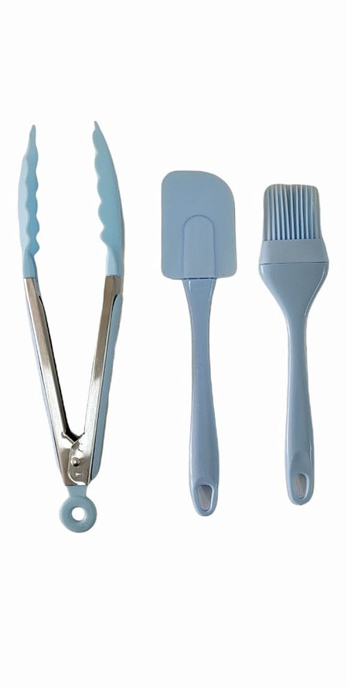 Pincel Espátula Pegador Utensílio Silicone Kit 3 Peças AZ