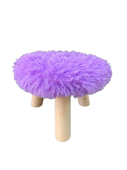 Puff Banqueta Pelúcia Madeira Resistente Roxo43