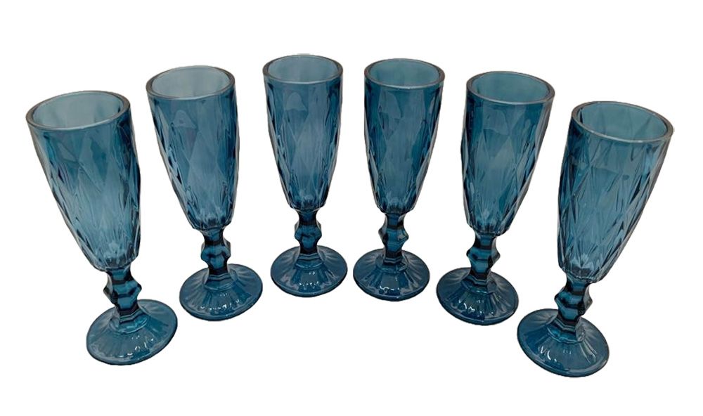 Taças de Vidro Bisotada - Coloridas - Kit com 6 peças