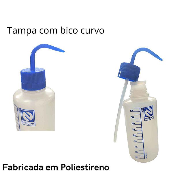 Pisseta Graduada Bico Curvo Plastico