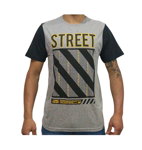 Camiseta Masc Overcore Estamp-cinza claro