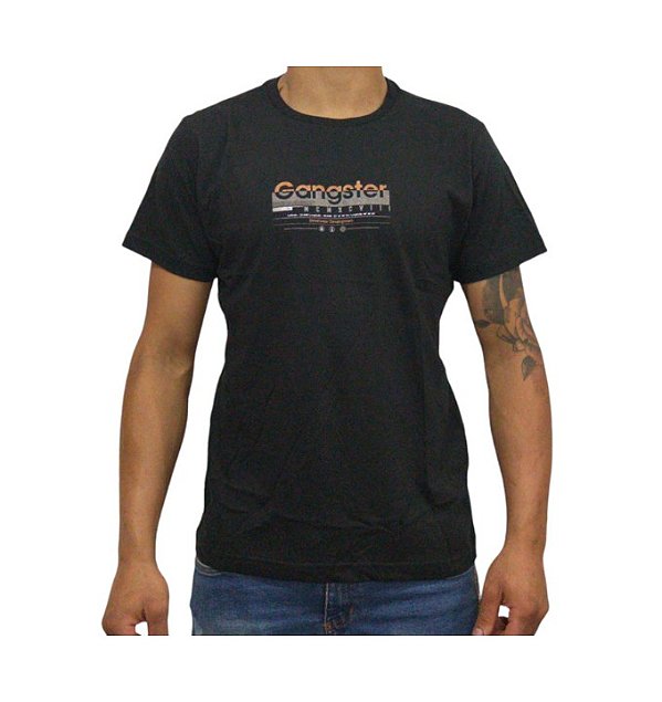 Camiseta Masculina Estamp Gangster-preta