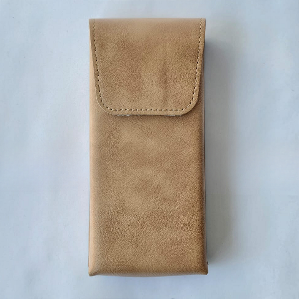 Estojo de Couro para Óculos - Beige