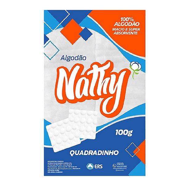 Algodão Quadradinho Hidrófilo 100g Nathy