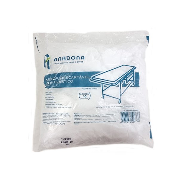 Lençol para Maca com Elástico Branco Anadona 10un