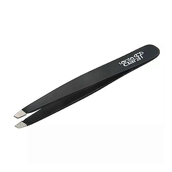 Pinça Ponta Inclinada em Aço Inox Escovado Preta - Unidade