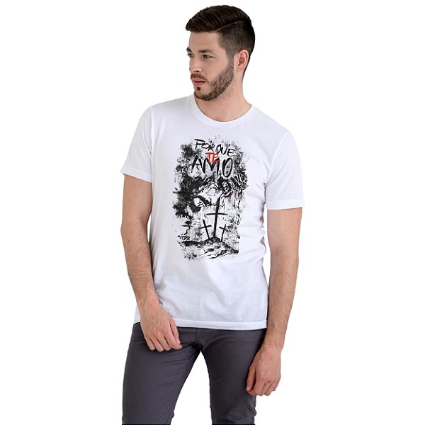 Camiseta Masculina Branca - Estampa João 3:16