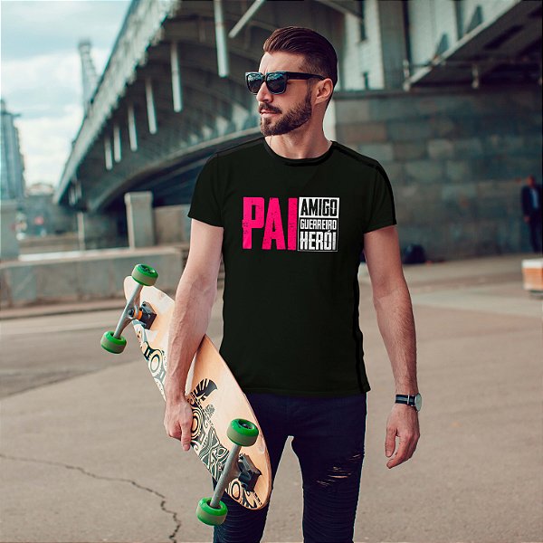 Camiseta Premium - Pai, Amigo, Guerreiro, Herói