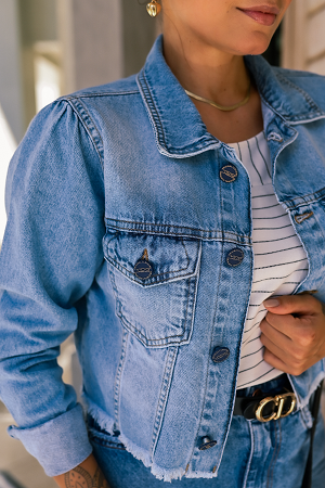 VJJ-1422   JAQUETA JEANS FEMININA CROPPED