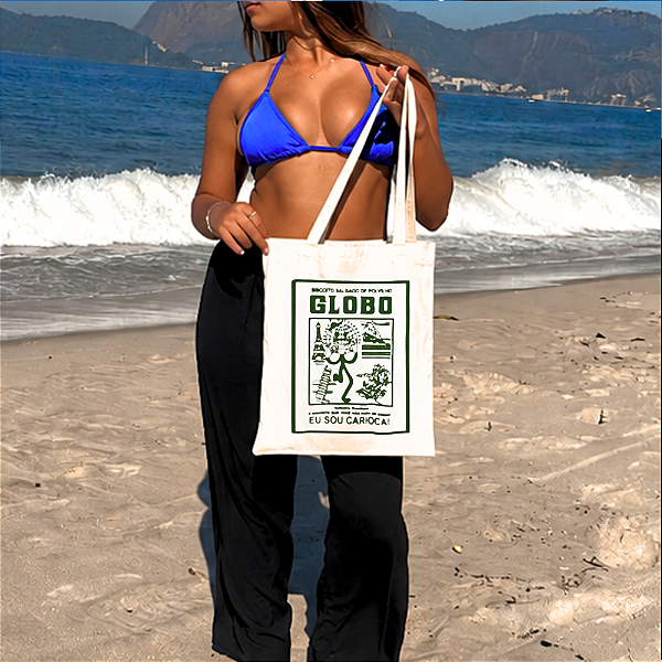 Bolsa Ecobag 100% Algodão Estampa BISCOITO GLOBO VERDE Reutilizável Estilosa