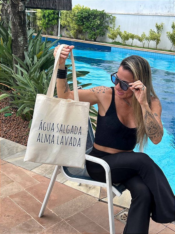 Bolsa Ecobag 100% algodão Estampa ÁGUA SALGADA ALMA LAVADA