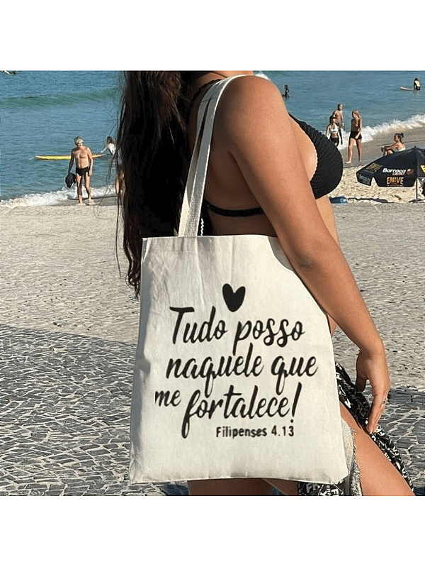 Bolsa Ecobag 100% algodão Estampa TUDO POSSO NAQUILO