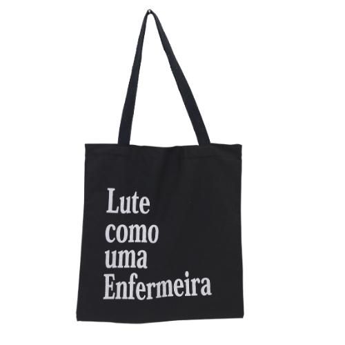 Bolsa Ecobag  100% algodão Black Estampa LUTE COMO ENF.