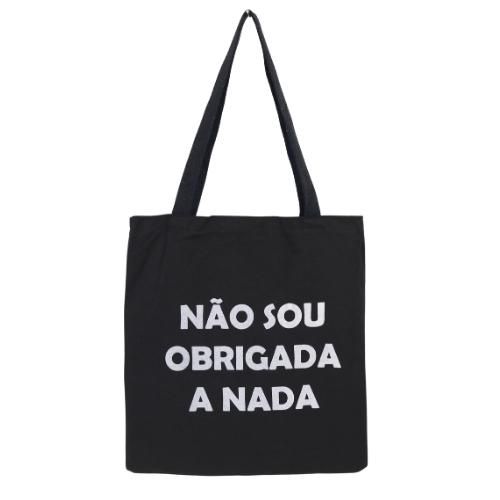 Bolsa Ecobag  100% algodão Black Estampa NÃO SOU OBRIGADA