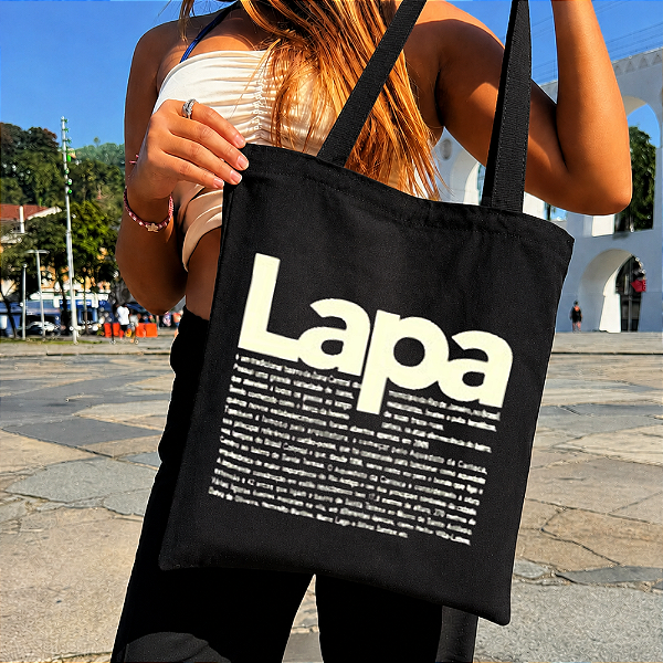 Bolsa Ecobag PRETA 100% Algodão Estampa LAPA Reutilizável Estilosa