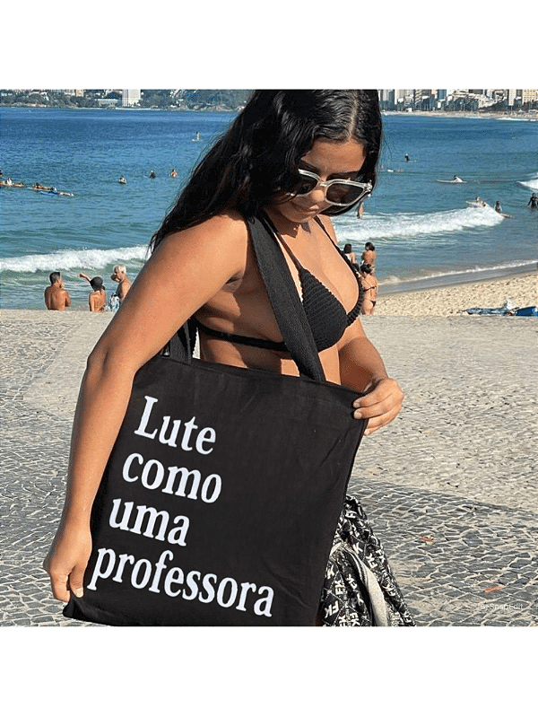 Bolsa Ecobag  100% algodão Black Estampa LUTE COMO PROF.