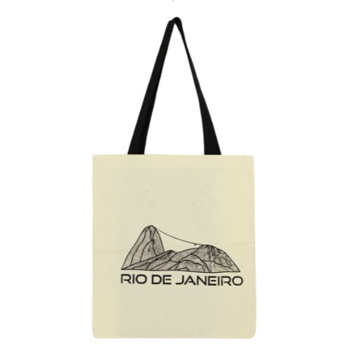 Bolsa Ecobag 100% algodão Estampa PÃO DE AÇÚCAR (Alça preta)