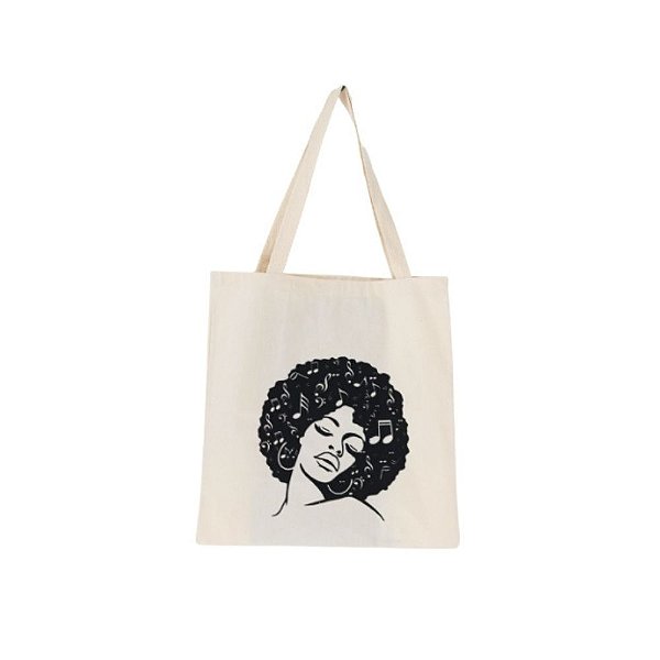 Bolsa Feminina Ecobag  100% algodão Estampa BLK MUSIC