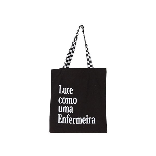 Bolsa Feminina Ecobag  100% algodão Black Estampa LUTE ENF..