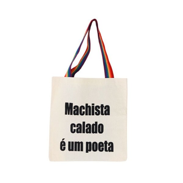Bolsa Feminina Ecobag 100% algodão MACHISTA (Arco-íris)