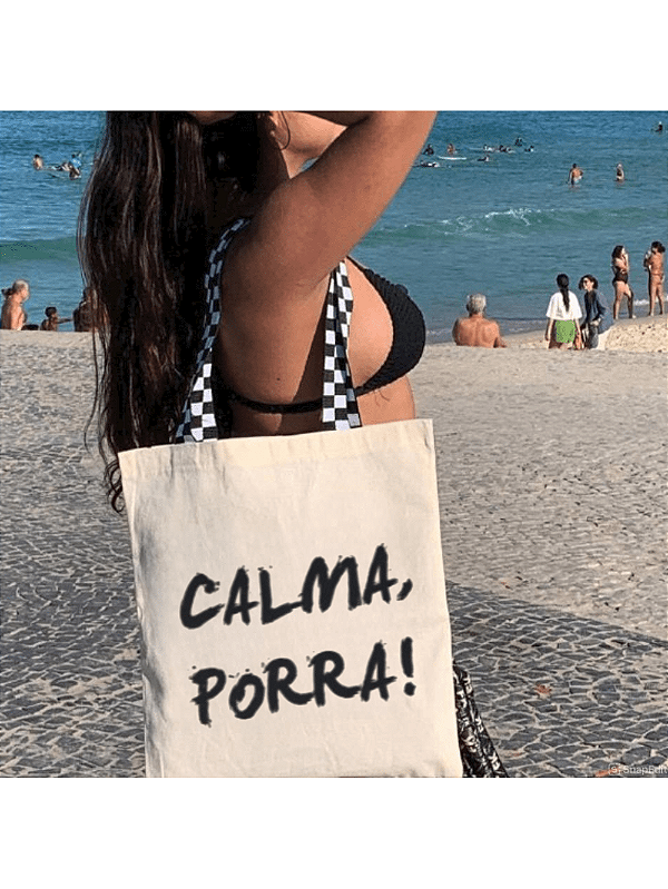 Bolsa Feminina Ecobag 100% algodão CALMA P (Alça xadrez)