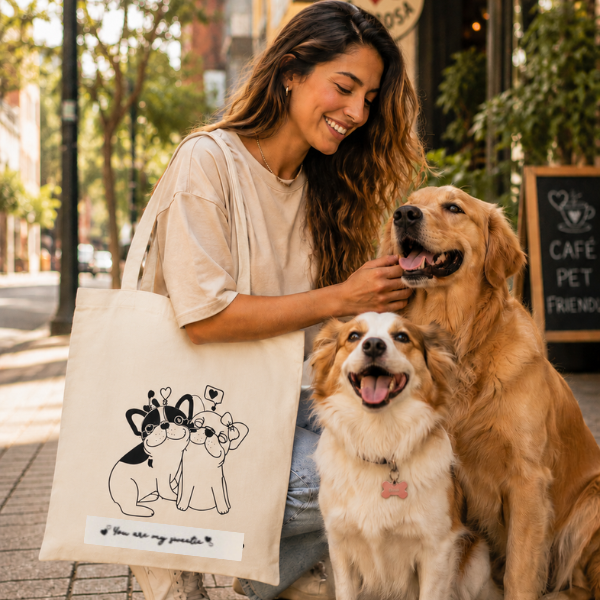 Bolsa Ecobag 100% algodão Estampa LOVE DOGS