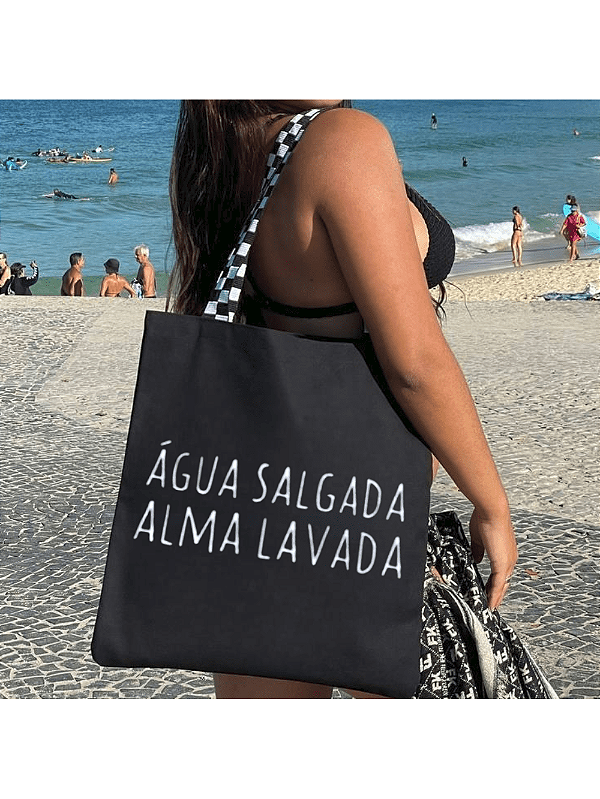 Bolsa Ecobag 100% algodão Black ÁGUA SALGADA (xadrez)