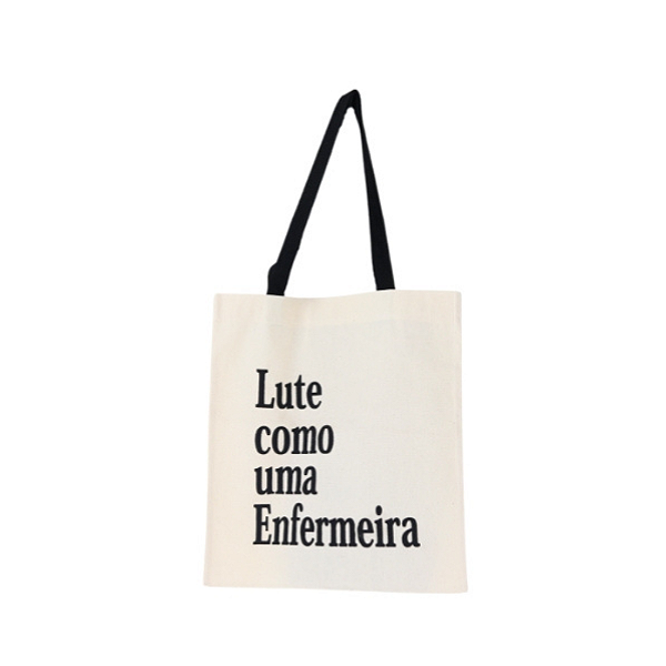 Bolsa Ecobag 100% algodão Estampa LUTE COMO ENF (Alça preta)