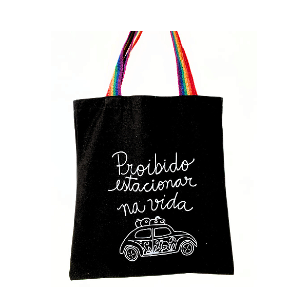 Bolsa Ecobag 100% algodão Black PROIBIDO ESTACIONAR colorida