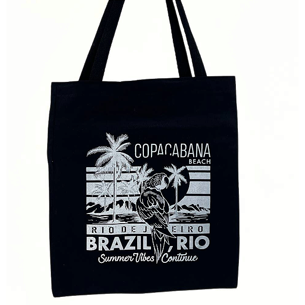 Bolsa Ecobag 100% algodão Black BRAZIL RIO