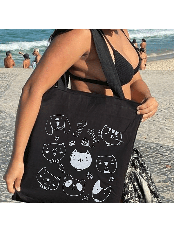 Bolsa Ecobag 100% algodão Black Estampa PETS