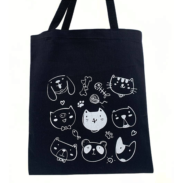 Bolsa Ecobag 100% algodão Black Estampa PETS